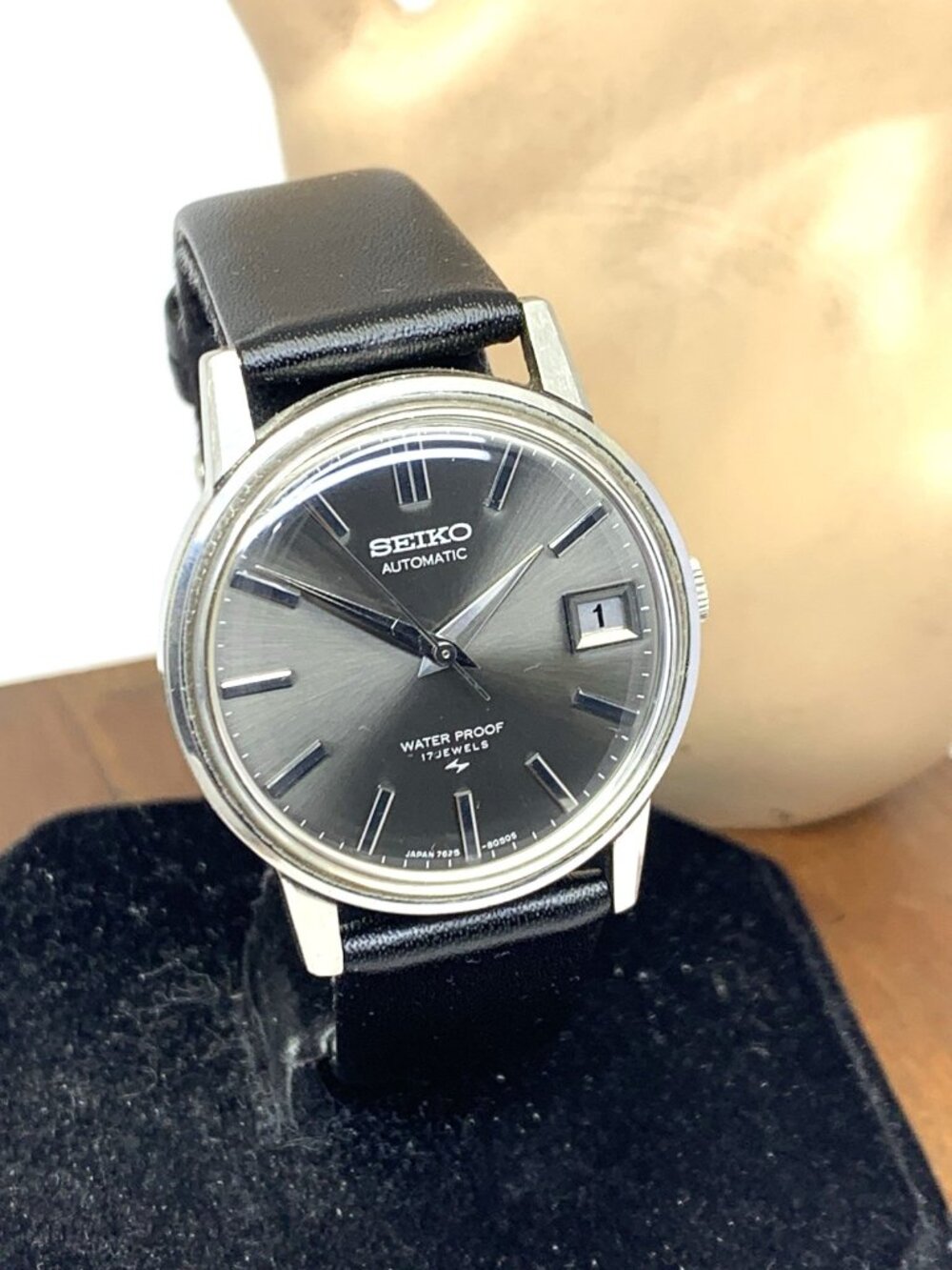 Seiko Men's Watch 7625-8033 Automatic Vintage 1968 Gray Dial Date Leather Strap - Picture 13 of 14